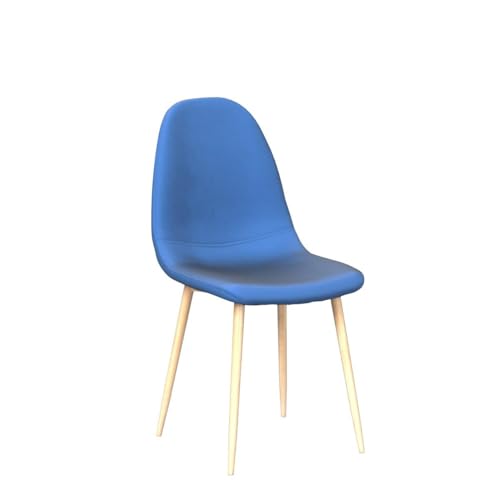 Elegant Blue Velvet Dining Chairs with Upholstered Back & Metal Legs - Set of 2