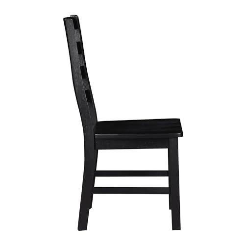 Set of 2 Black Lexicon Farmhouse Dining Chairs with Solid Wood Legs