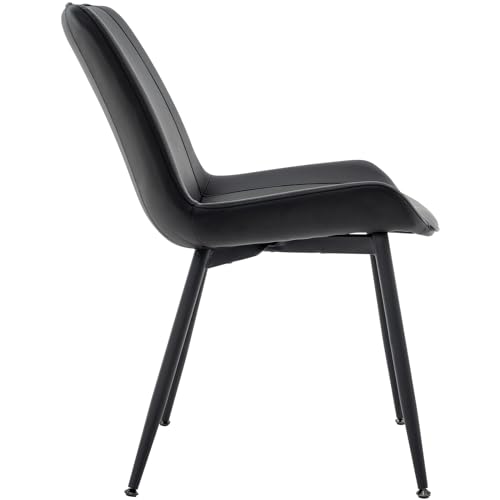 Elegant Black PU Leather Dining Chair Set with Metal Legs