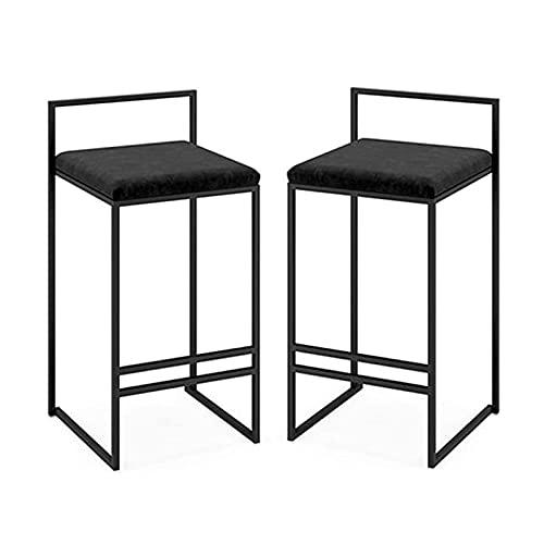 3-Piece Velvet Upholstered Counter Height Barstool Set, Black (26")