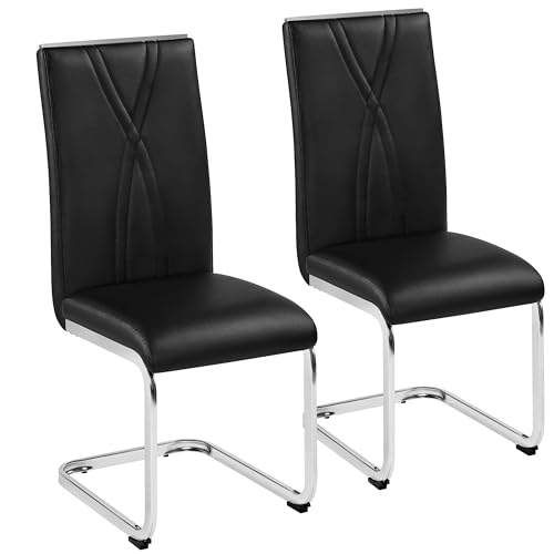 Elegant Black Dining Chair Set (Faux Leather, High Back)