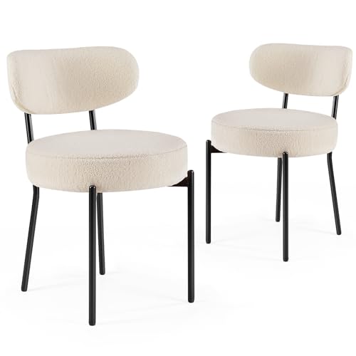 Modern Beige Dining Chairs Set of 2 for Living Room
