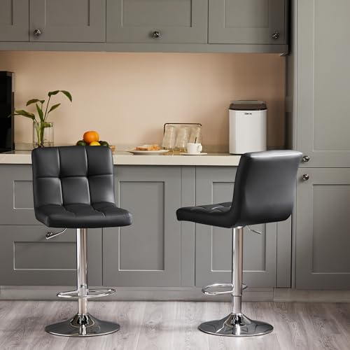 Set of 4 Modern Black 24" Counter Height Bar Stools for Kitchen Island