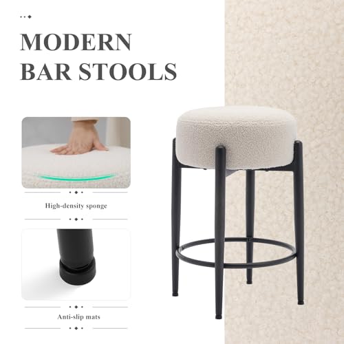 Contemporary 24 Sherpa Counter Height Bar Stool Set of 2