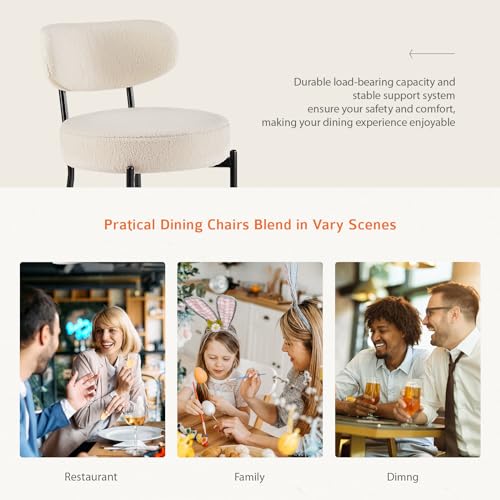 Boucle Beige 4-Piece Dining Chair Set with Curved Backrest
