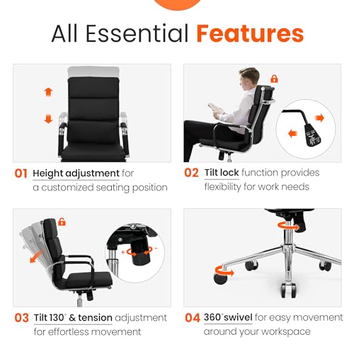 Ergonomic Executive Leather Office Chair with Adjustables