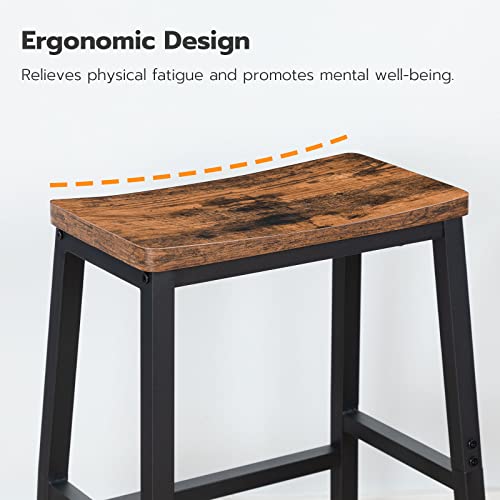 Industrial Set of 2 Bar Stools for Kitchen & Dining Room Counter