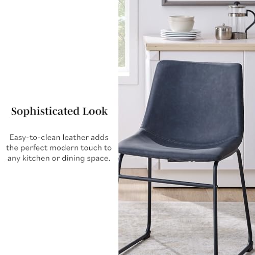 Urban Industrial Armless Dining Chair Set of 2anjean blue