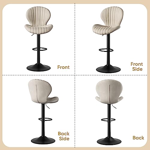 Beige Swivel Bar Stools Set of 2 for Bar and Kitchen