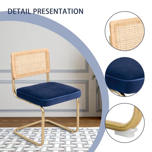 Mid-Century Modern Blue Armless Chairs, Set of 2, for Kitchen Dining