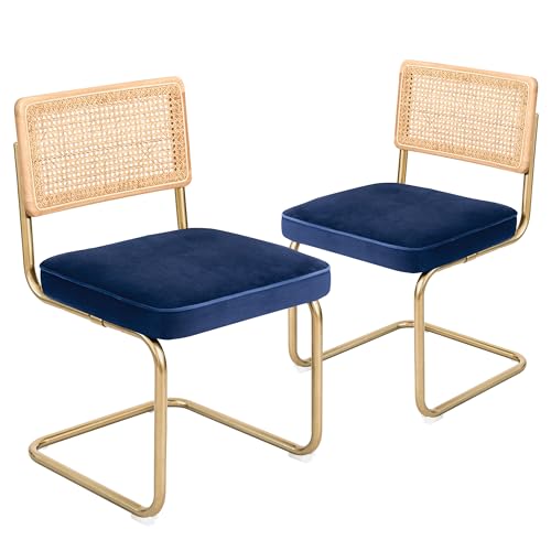 Mid-Century Modern Blue Armless Chairs, Set of 2, for Kitchen Dining