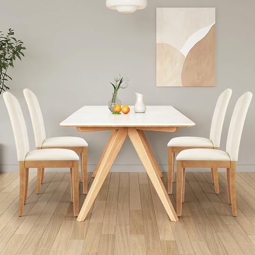 Beige Upholstered Dining Chairs, Set of 4