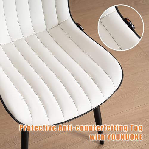 2_piece White Upholstered Dining Chair Set Modern Kitchen Dining Room