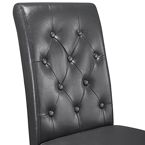 6-Piece Gray PU Leather Dining Chair Set with Solid Wood Legs
