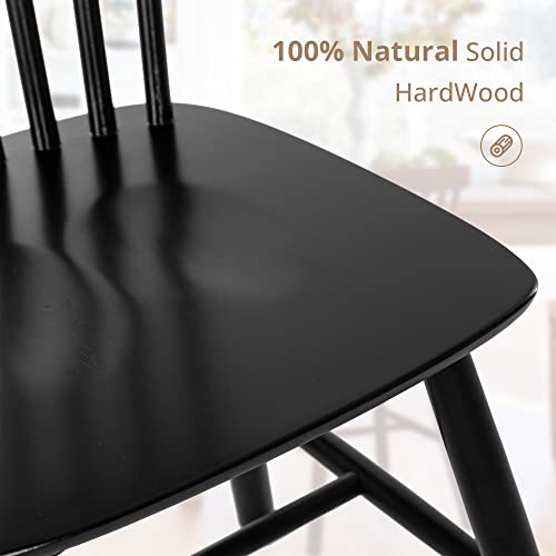 Windsor Black Wooden Spindle Back Chair Set of 4 for Kitchen and Dining Room