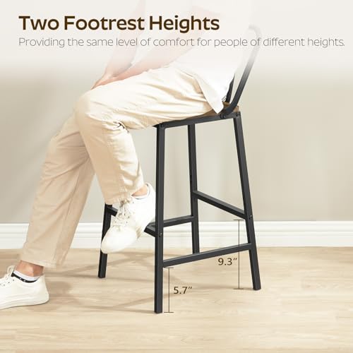 Rustic Brown & Black Bar Stools for Kitchen & Dining Room (Set of 2)