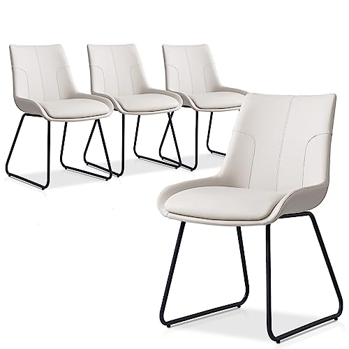 Off-White Modern Dining Chair Set of 4 for Kitchen