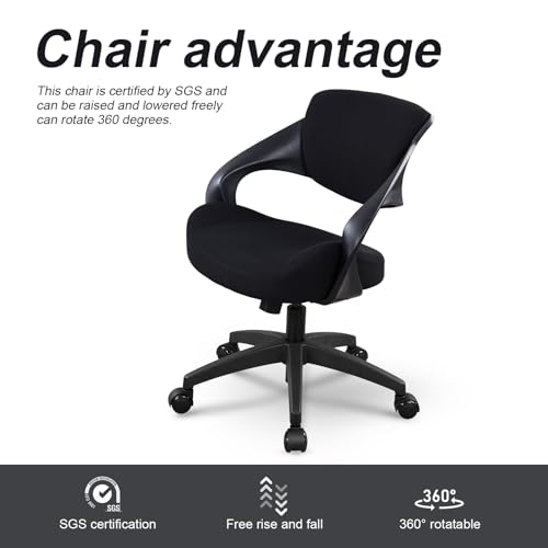 Black Comfortable Office Chair with Lumbar Support and Swivel Function