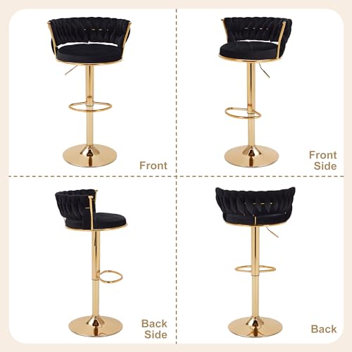 Elegant Velvet Bar Stools with Back & Arm, Set of 2