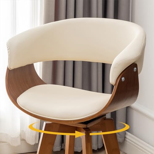 Modern Cream Leather Bar Stools Set of 2 for Kitchen Island