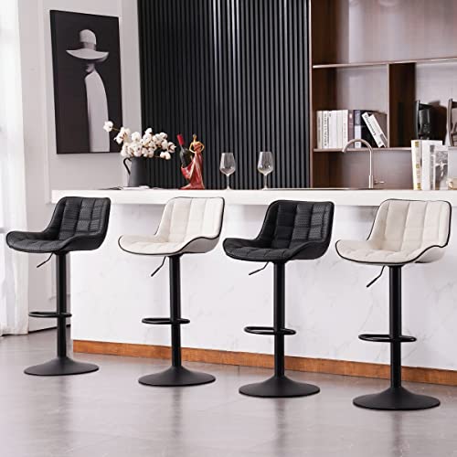 SLUMBER BUDDY Modern Adjustable Swivel Bar Stools with Back for Kitchen Islands