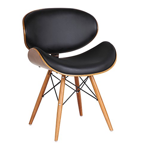 Black Faux Leather & Walnut Wood Cassie Dining Chair - 20D x 21W x 31H