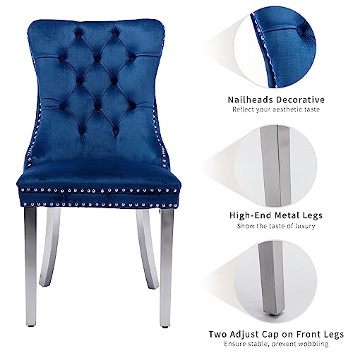 Blue Velvet Kitchen & Dining Chair Set of 2