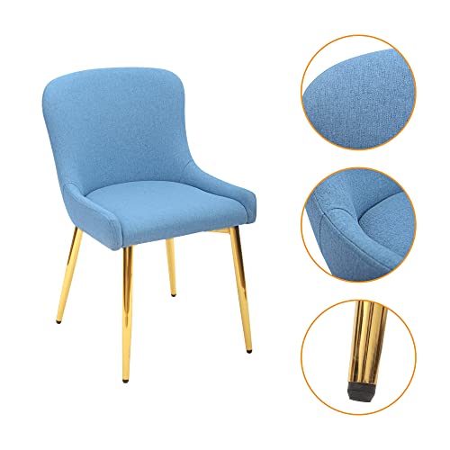 Mid Century Modern Blue Vinyl Dining Chairs, Set of 2