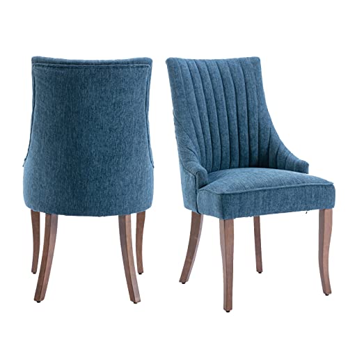 Linen Dining Chair Set of 2 for Kitchen and Dining Room