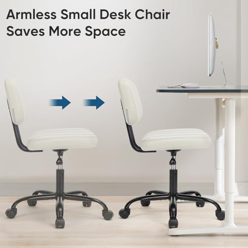 Ergonomic Armless Chair with Lumbar Support & Swivel Wheels