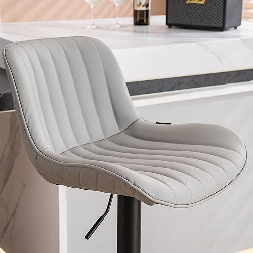 Modern Grey Upholstered Bar Stools for Home Kitchen Island (Set of 2)