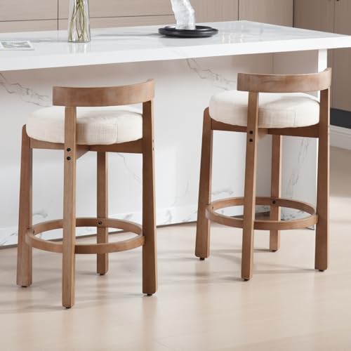 Mid Century Modern Beige Bar Stools Set of 2