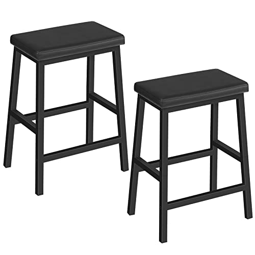 Black Bar Stools Set for Kitchen and Dining Room - Easy Assembly (Pack of 2)