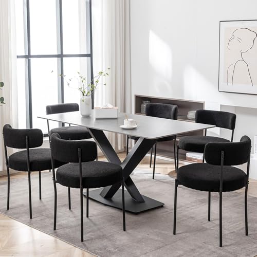 4 Black Upholstered Dining Chairs with Metal Legs