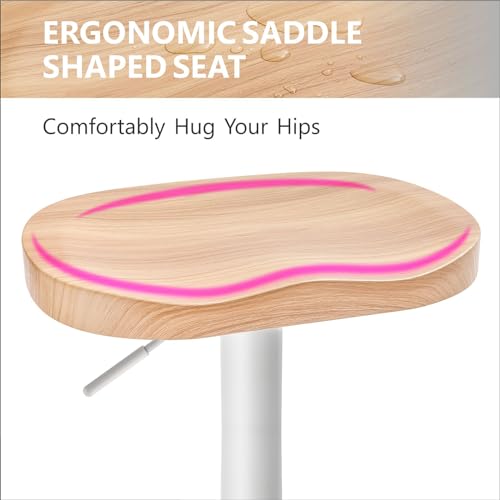 Redlife Adjustable Height Bar Stools Set of 2 - White Wood Seats