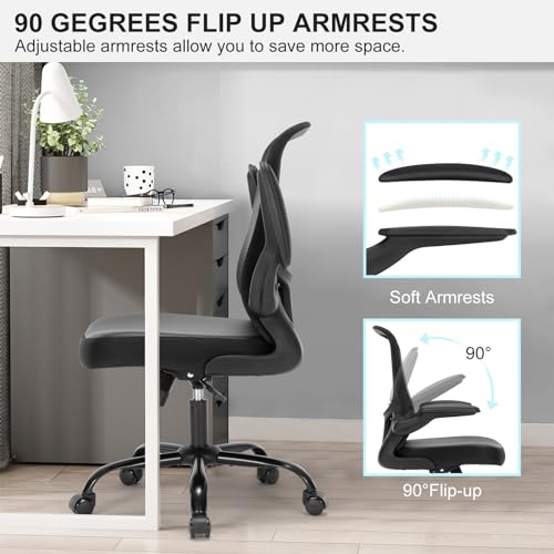 Ergonomic Office Chair with Flip-Up Armrests and Lumbar Support