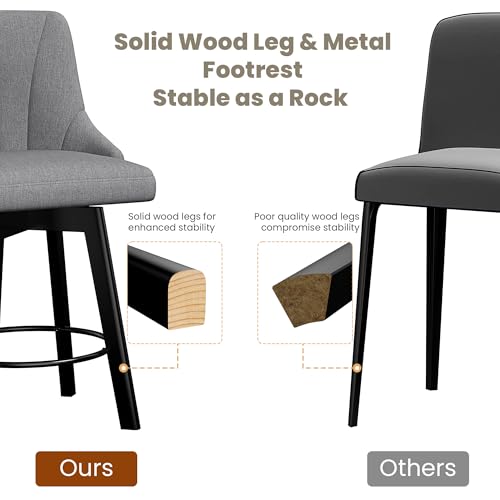 2-Piece Fabric Swivel Bar Stool Set for Kitchen Island Home Bar