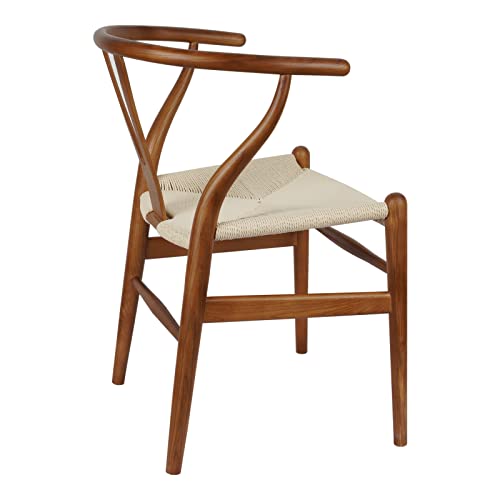 Tomile Solid Wood Dining Chair with Rattan Armchair - Natural Ash Wood