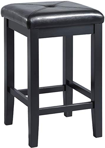 Stylish Set of 2 Black Upholstered Bar Stools - 24-inch Height