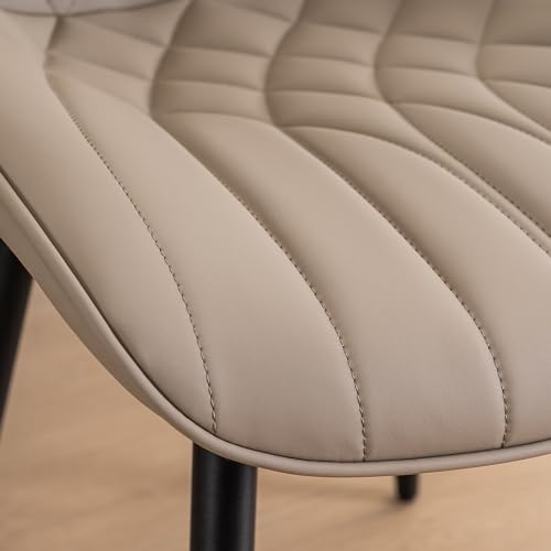 Comfortable Khaki Upholstered Kitchen Dining Chairs, Set of 2