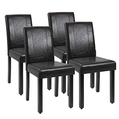 JUMMICO Modern Black PU Kitchen Dining Chair Set of 4