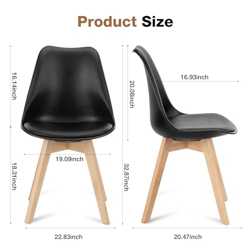 Mid-Century Modern Wood Leg Leather Chair Set for Living Room