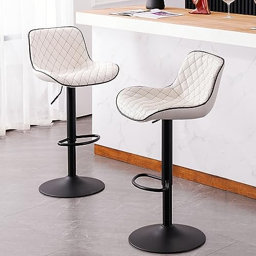 Modern White Barstools with Back for Kitchen Island