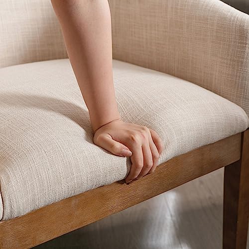Beige Farmhouse Upholstered Dining Chair Set of 2