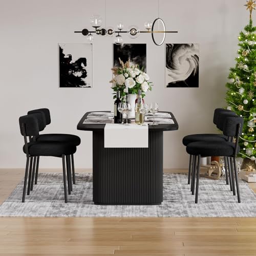 Set of 4 Modern Round Upholstered Dining Chairs