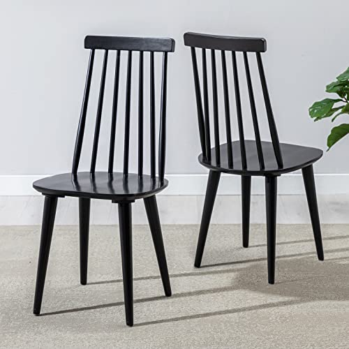 2 Black Wood Dining Chairs for Country Farmhouse Kitchen