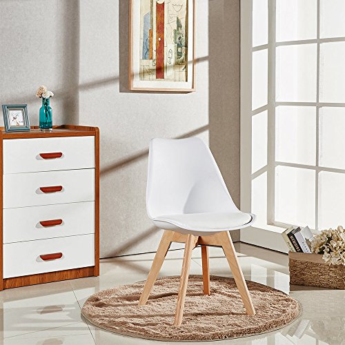 Furmax Mid Century Modern White Tulip Chair Set of 4