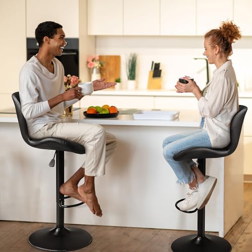 Stainless Steel 2-Piece Swivel Bar Stool Set - Black