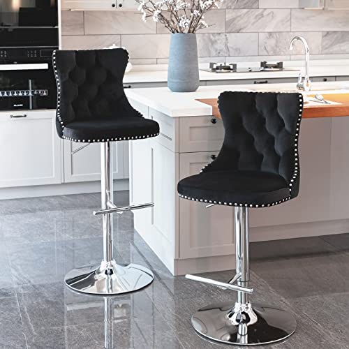 Modern Adjustable Swivel Bar Stools Set for Home Bar or Kitchen Island