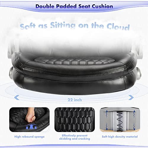 Ergonomic High Back Leather Executive Office Chair with Padded Arms and Upgraded Casters